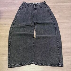 28x28 Grey Baggy Wide Leg Denim Jeans Y2K Grunge Vintage 2000s